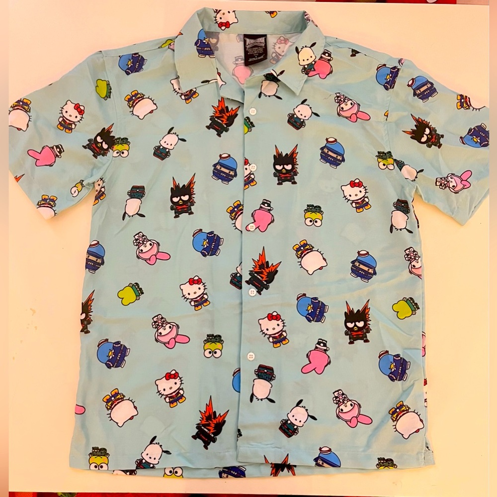 Sanrio Multicolor Character Print Casual Button Down Shirt
